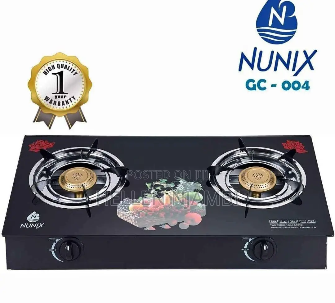Nunix 2 Burner Glass Top Gas Stove