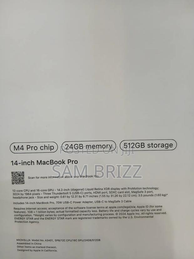 New Laptop Apple MacBook Pro 24GB Apple M4 SSD 512GB - thumbnail 2