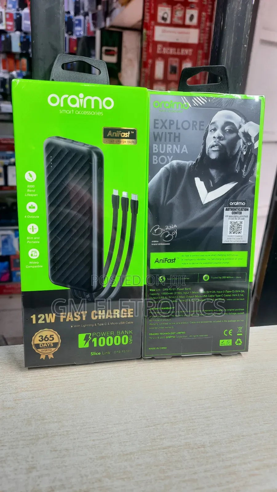 10000mah 12w Slim and Portable Power Bank-3 Attached Cables.