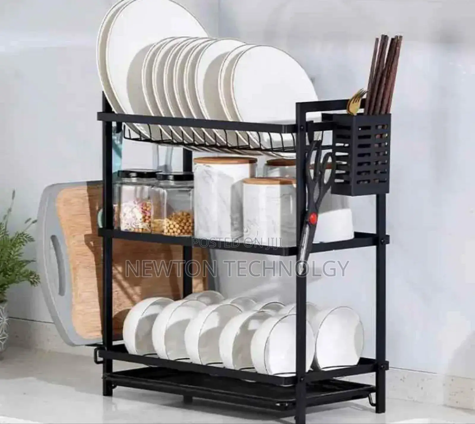 3 Tier All Black Metallic Dishrack