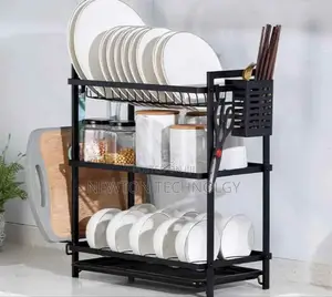 3 Tier All Black Metallic Dishrack