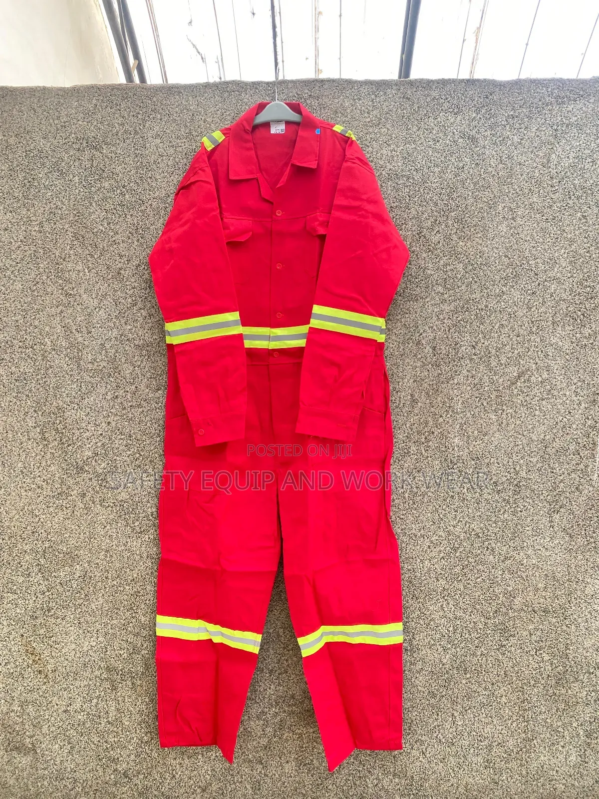 Red Reflective Overalls With Multi- Pocket Design