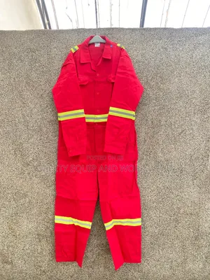 Red Reflective Overalls With Multi- Pocket Design