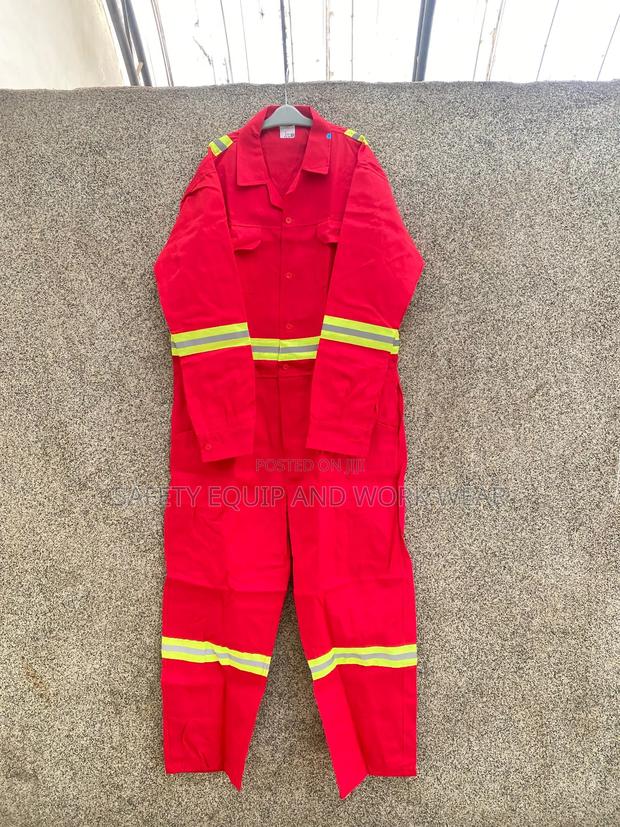 Red Reflective Overalls With Multi- Pocket Design - main view