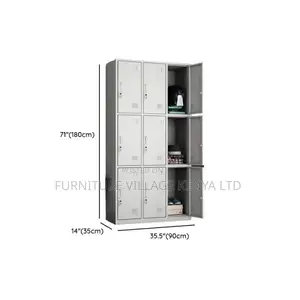 Cabinets: Nine-Door Locker Durable Iron Filling Cabinet