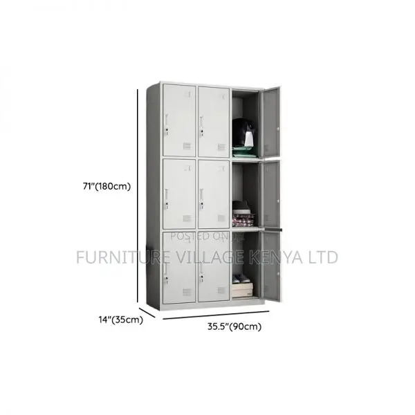 Cabinets: Nine-Door Locker Durable Iron Filling Cabinet