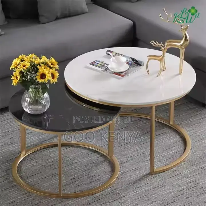 Coffee Table ; Marble Block Coffee Table With Black Veins
