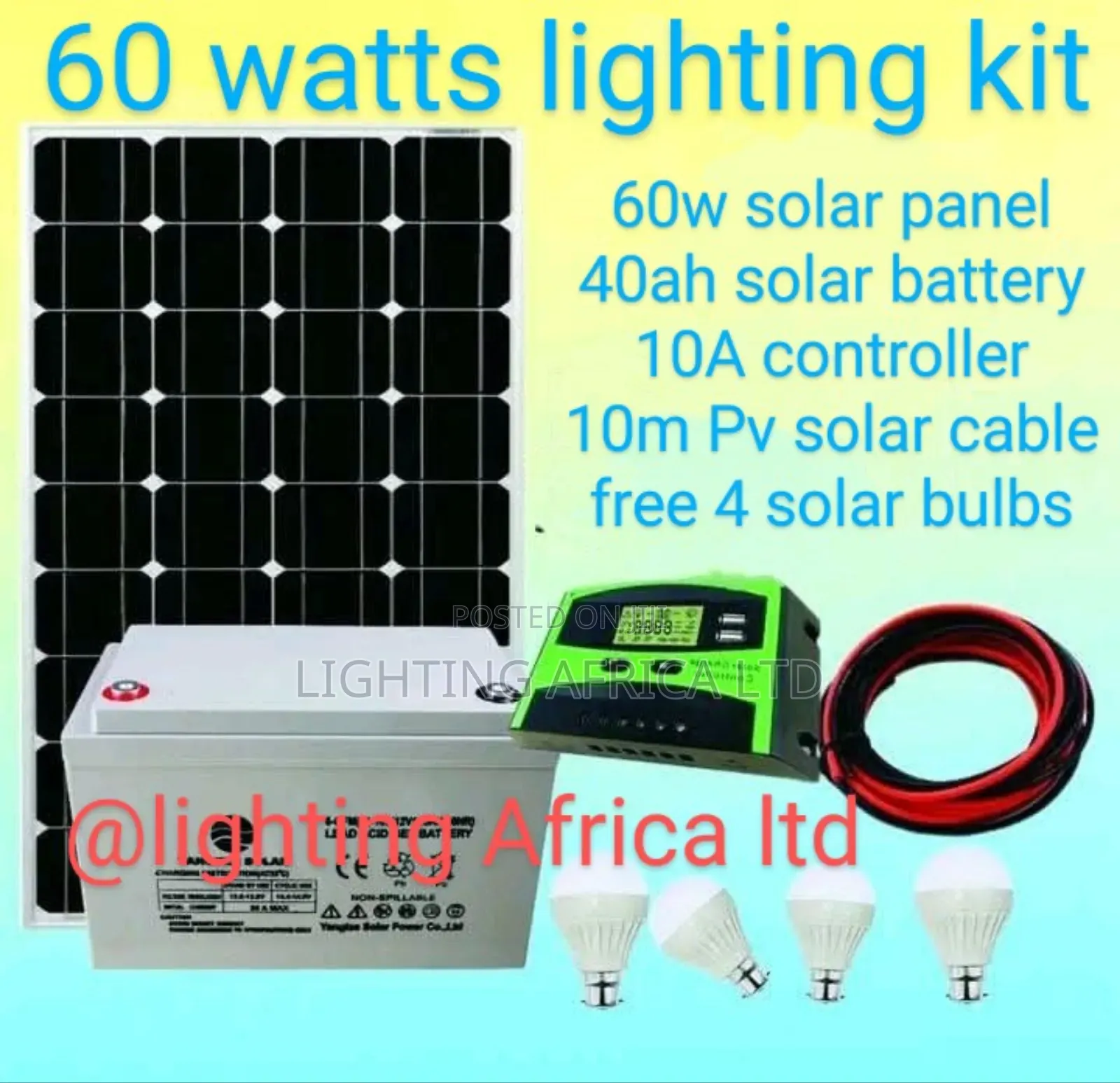 60 Watts Home Lighting Solar Kit Complete