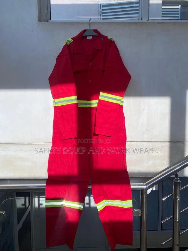 Red Reflective Overalls For Safety Demos And Training