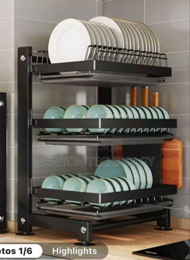 3 Layer Adjustible Black Dishrack