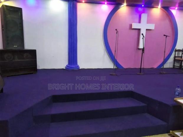 Seamless Durable Blue Church Carpet It Adds Comfort - main view