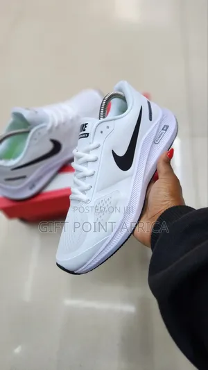 All White Nike Running Zoom Sport Shoes