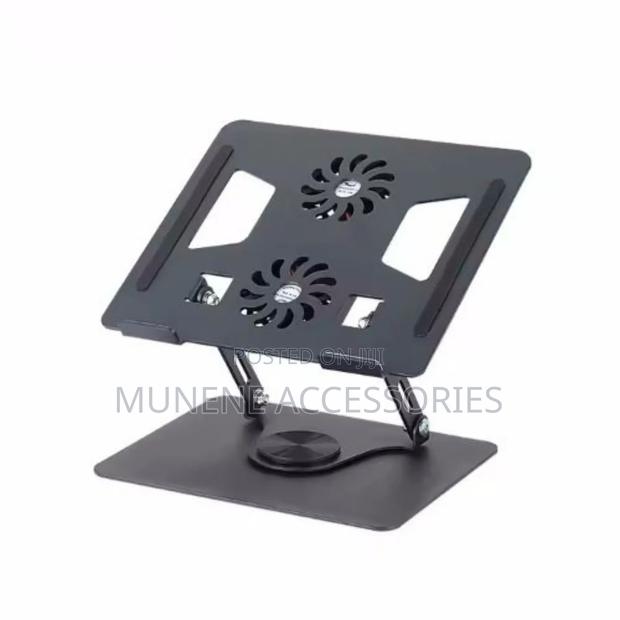 Aluminum Laptop Stand 360° Rotating Base Dual Cooling Fans