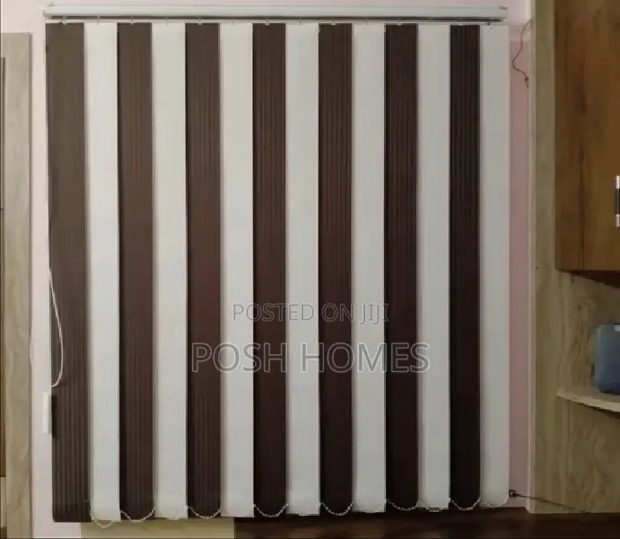 Brown/White Vertical Window Blinds