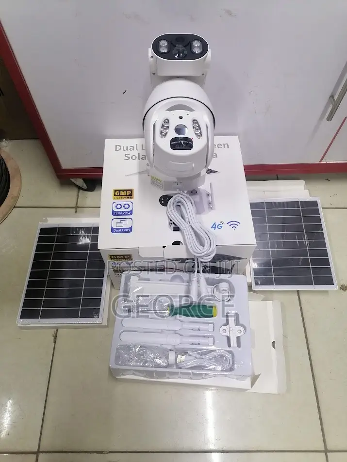 New 6mp 6mp Ubox Lens Dual Screen Solar Powered PTZ Camera