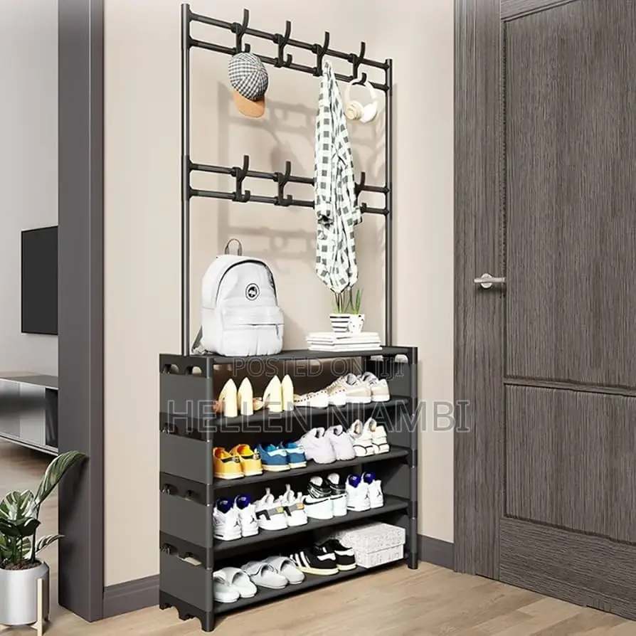 5tier Shoe Rack With Hat Coat Rack