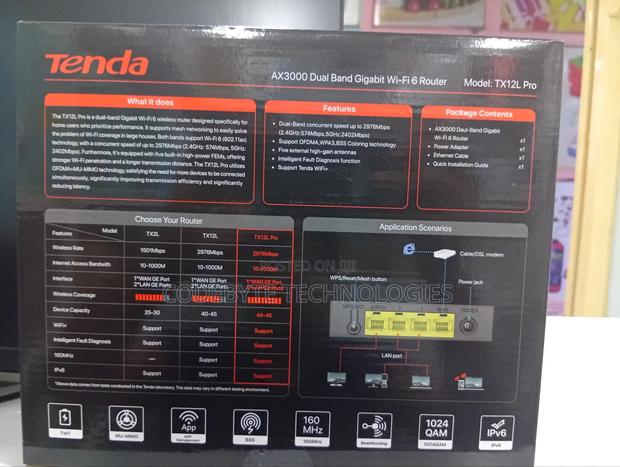 Tenda Tx12l Pro Wifi 6 Router Ax3000 High Speed Coverage - thumbnail 3