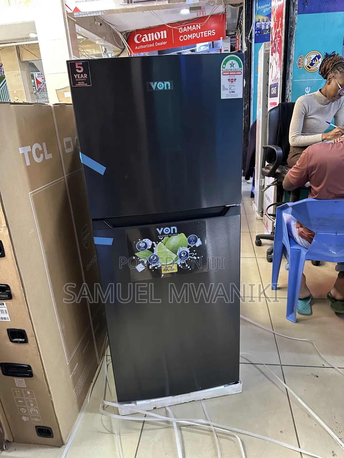 Von 182 Liters Fridge Double Door No Frost Dark Inox