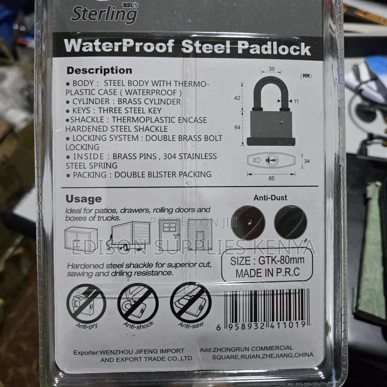Padlocks Weather Waterproof Brass Cylinder Steel Padlocks