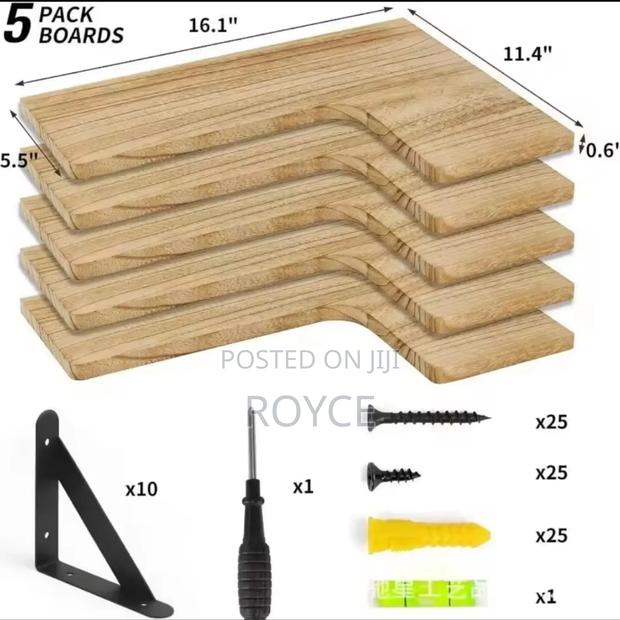 5 in 1 Rustic Wood Floating Shelves - thumbnail 3