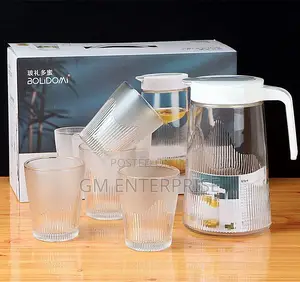 Heat Resistant Glass Cold Water Kettle and Cups .