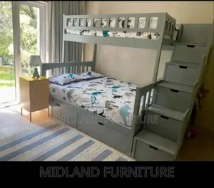 Grey Bunk Bed Double Decker With Stairs