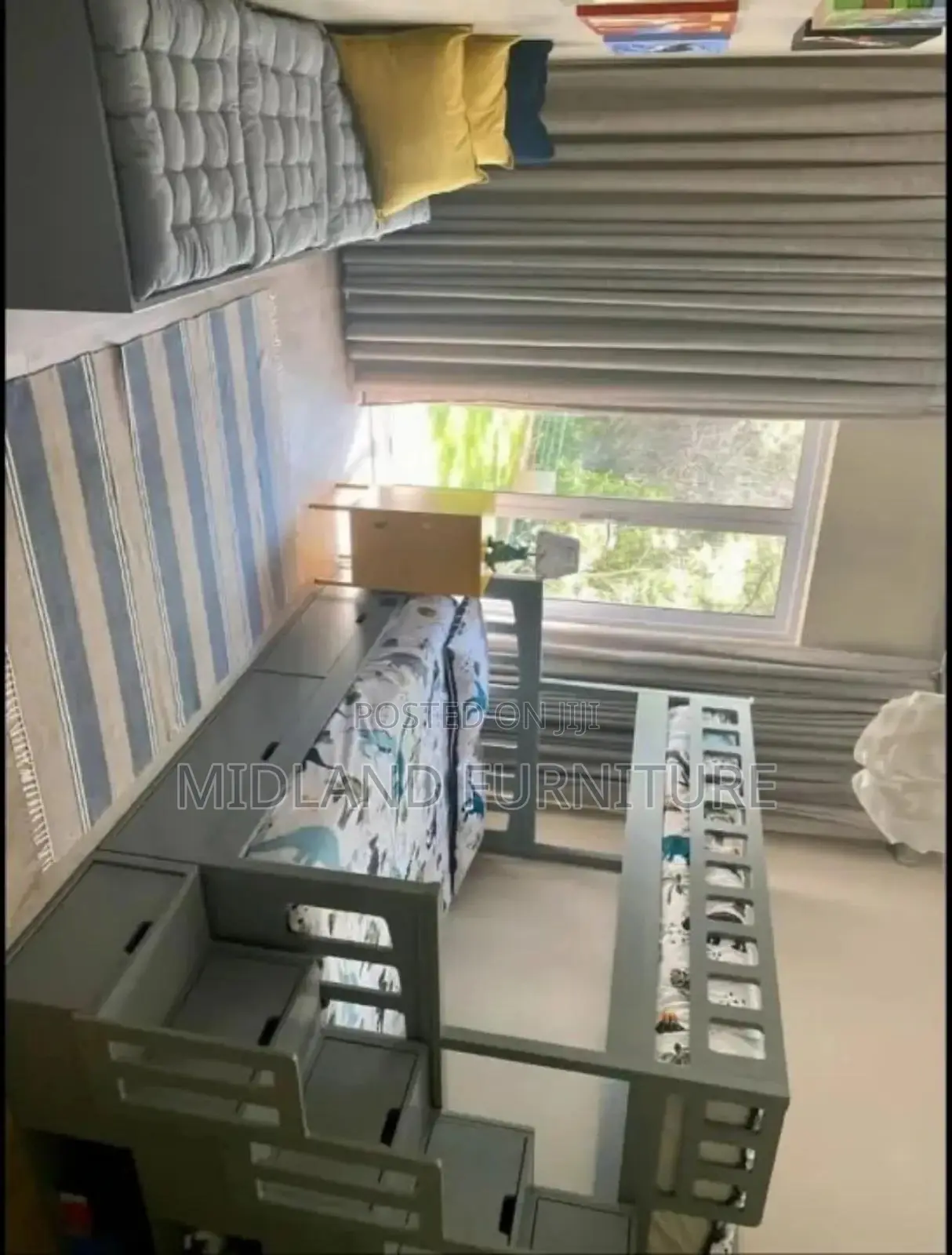 Grey Bunk Bed Double Decker With Stairs