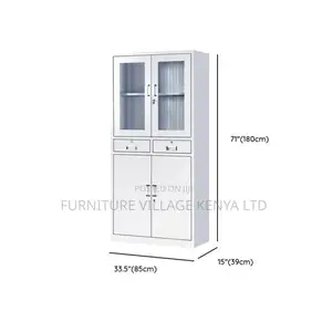 Cabinets:2-Door Steel Glass Doors Storage Office Cabinet