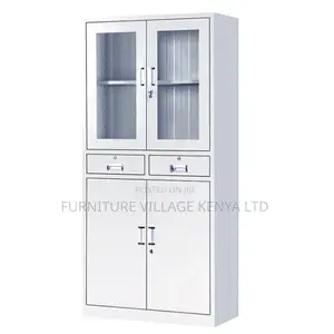 Cabinets:2-Door Steel Glass Doors Storage Office Cabinet