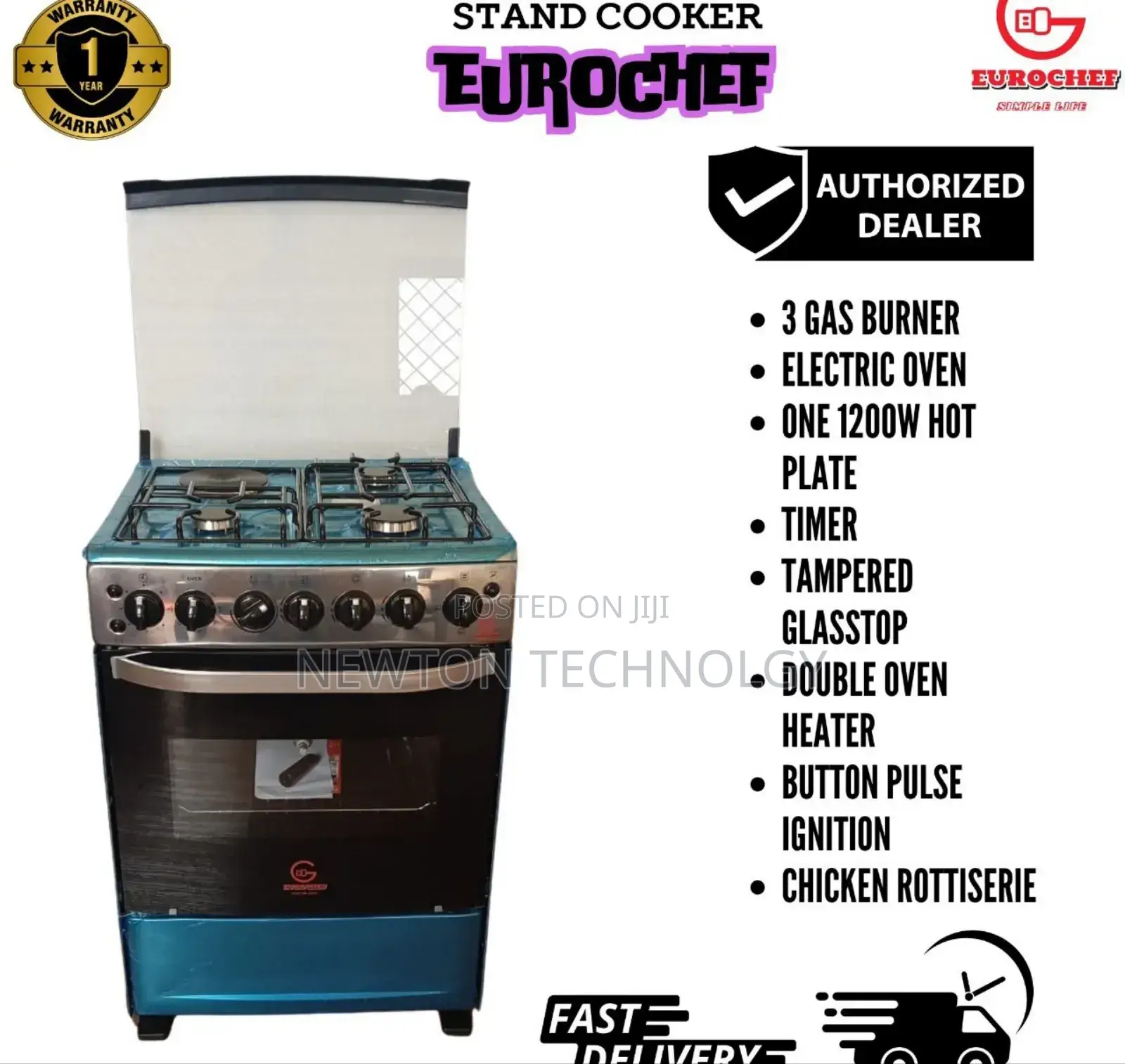 3 +1 Cooker With Electric Oven Eurchef 60*65