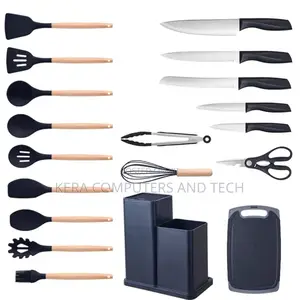 19pcs Cutlery Set With Silicon Spoon Set and Chopping Board