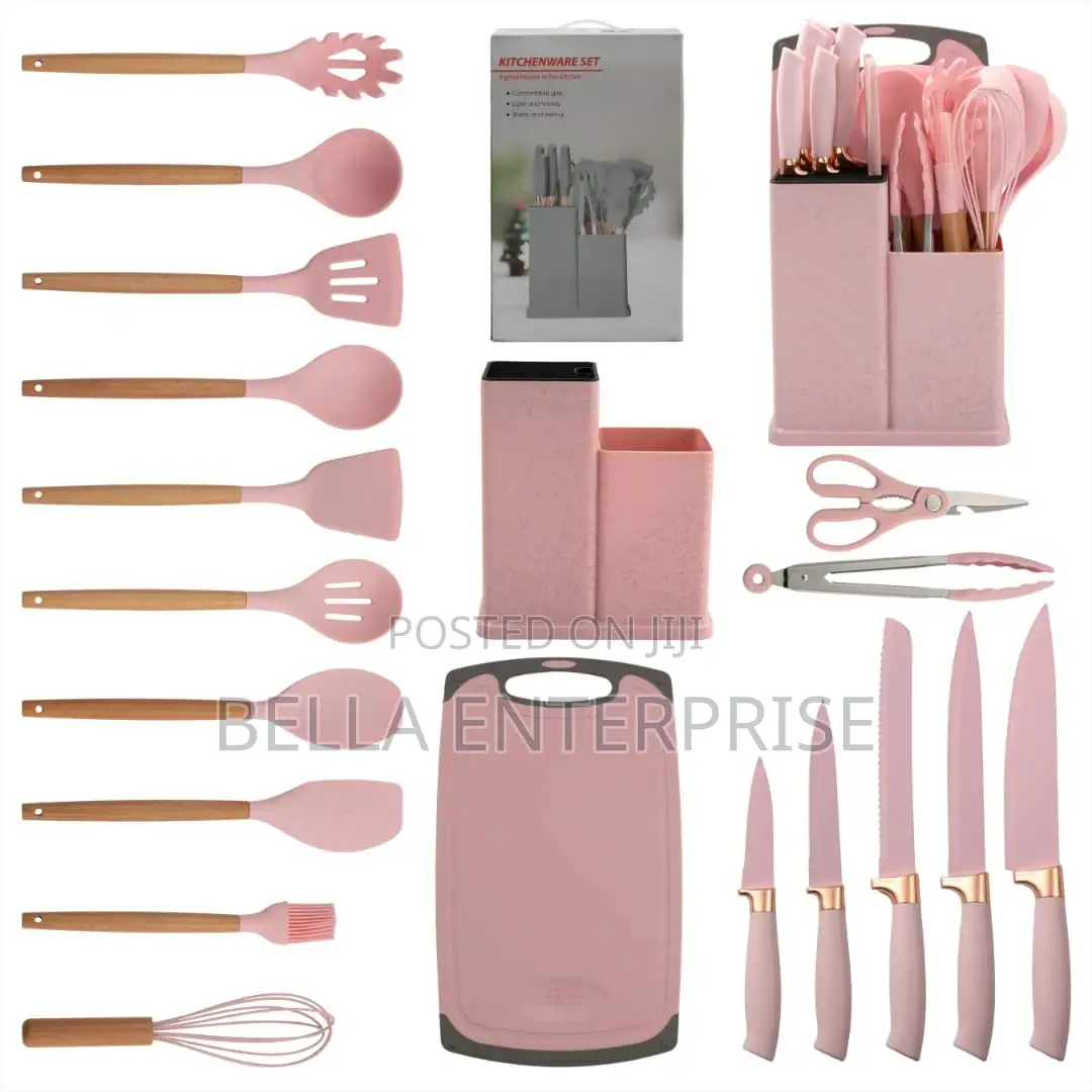 19pcs Cutlery Set With Silicon Spoon Set and Chopping Board