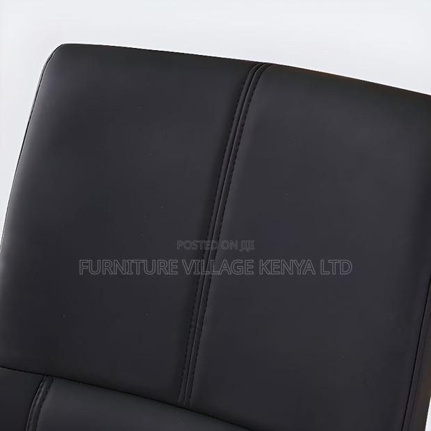 Office Chair: Leather Black Fixed Padded Arms Office Chair - thumbnail 3