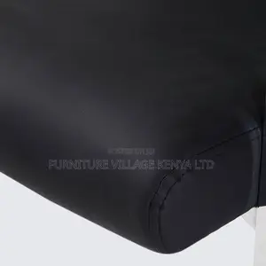 Office Chair: Leather Black Fixed Padded Arms Office Chair