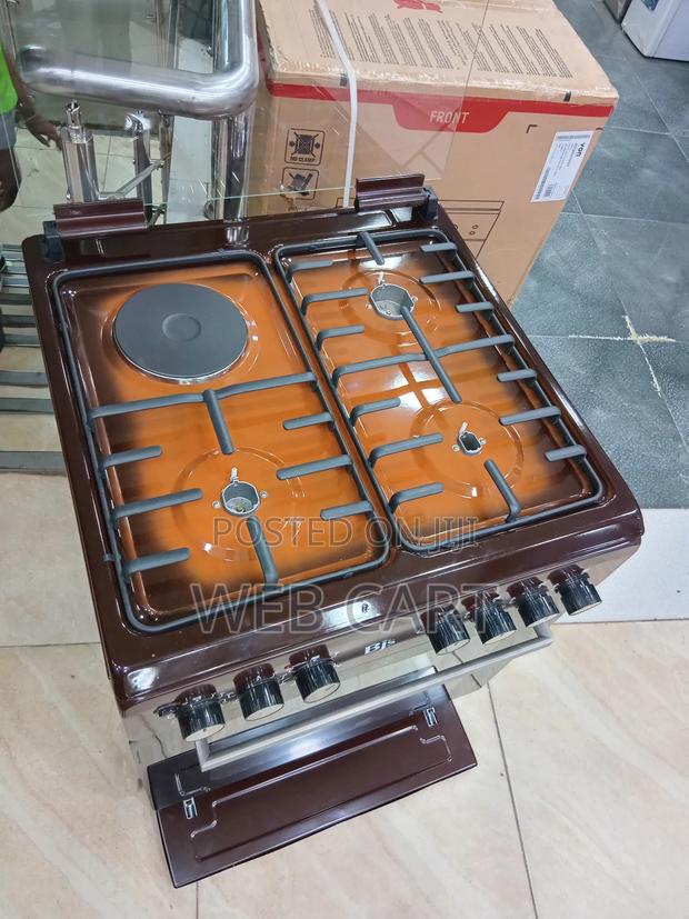 BJS Brown Elegance Cooker 60x60 – 3 Gas + 1 Electric Burner