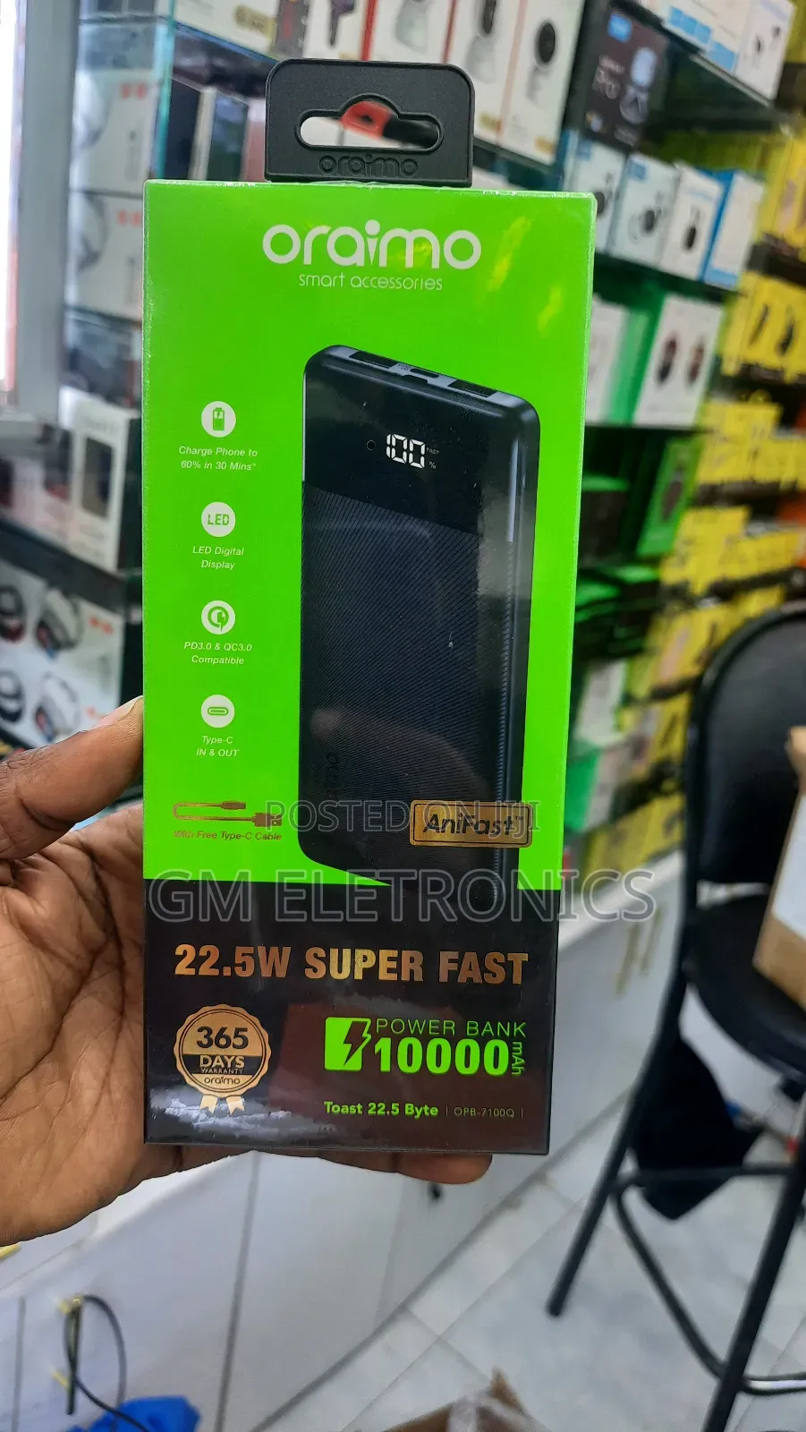 Oraimo Toast 22.5 Byte 10000mah 22.5w Power Bank.