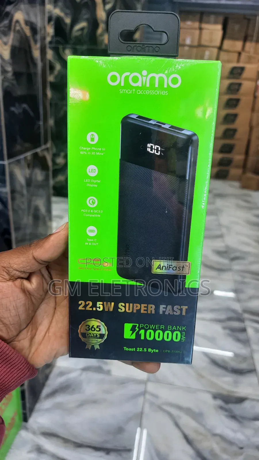 Oraimo Toast 22.5 Byte 10000mah 22.5w Power Bank.