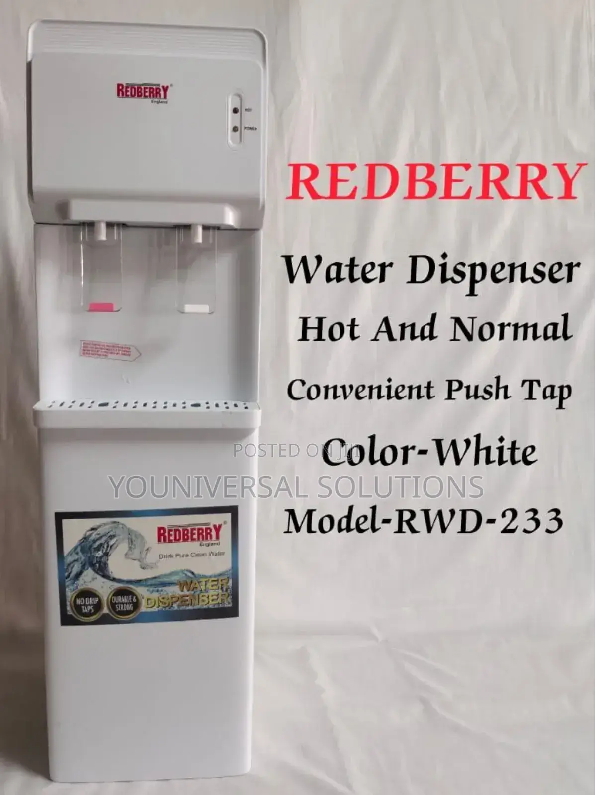 Redberry Premium Range Water Dispenser Hot Normal