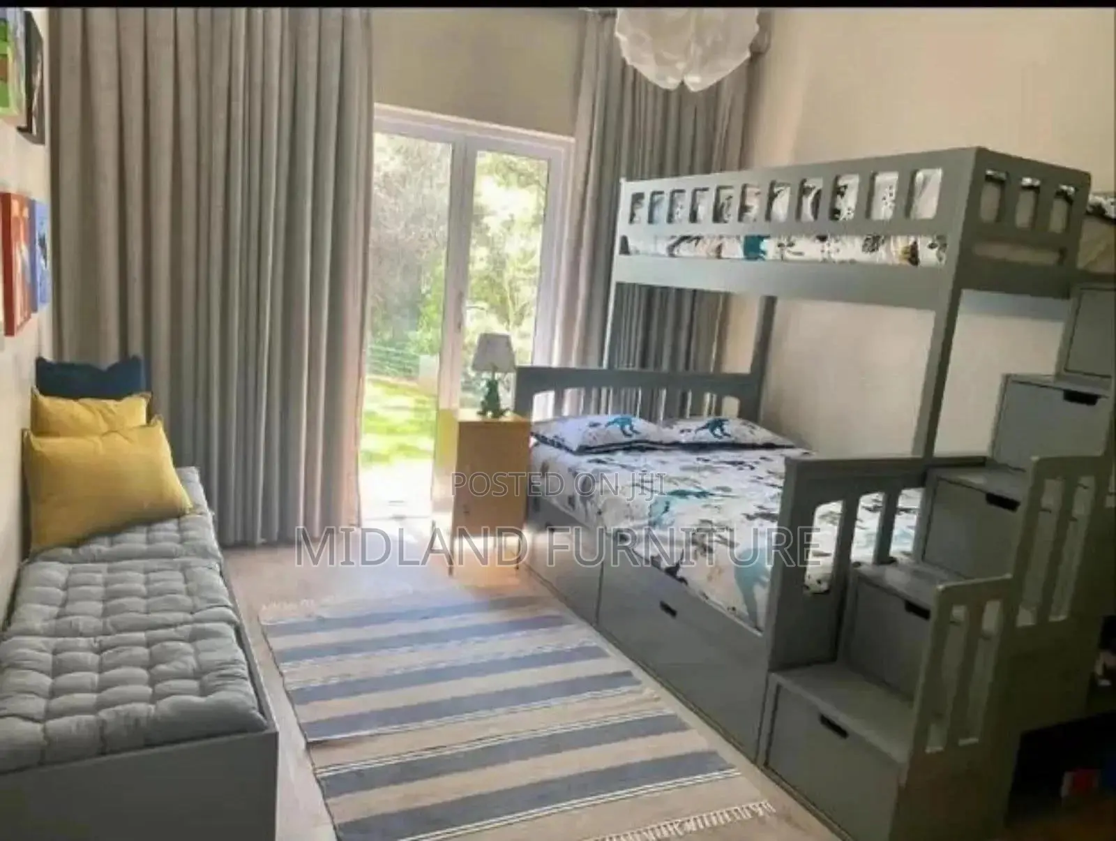 Grey Bunk Bed Double Decker With Stairs