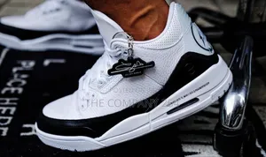 Quality Leather Black and White Jordan Retro Sneaker Shoes