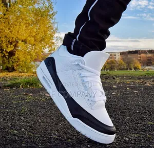 Quality Leather Black and White Jordan Retro Sneaker Shoes