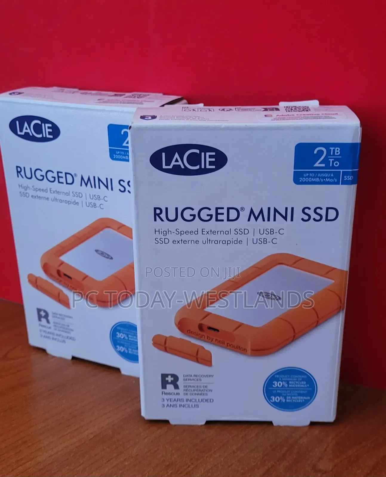 Lacie Rugged Mini Externe SSD 2tb, , 40 Gb/S, 2.000 Mb/S,