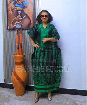 Elegant Green-print Ankara Maxi