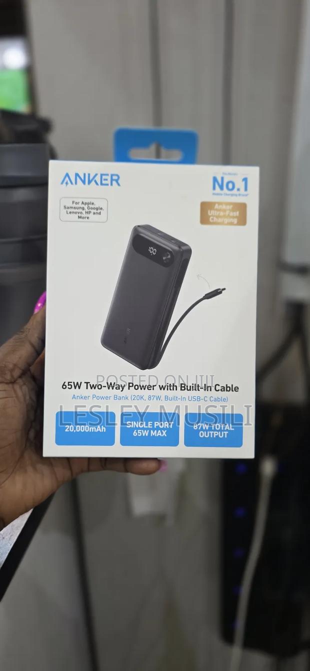 Anker Powerbank 20000mah 87w Built-in Usb-C Cable