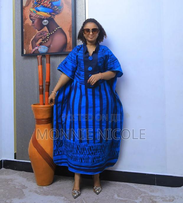 Bluish Ankara Classy Dress - main view