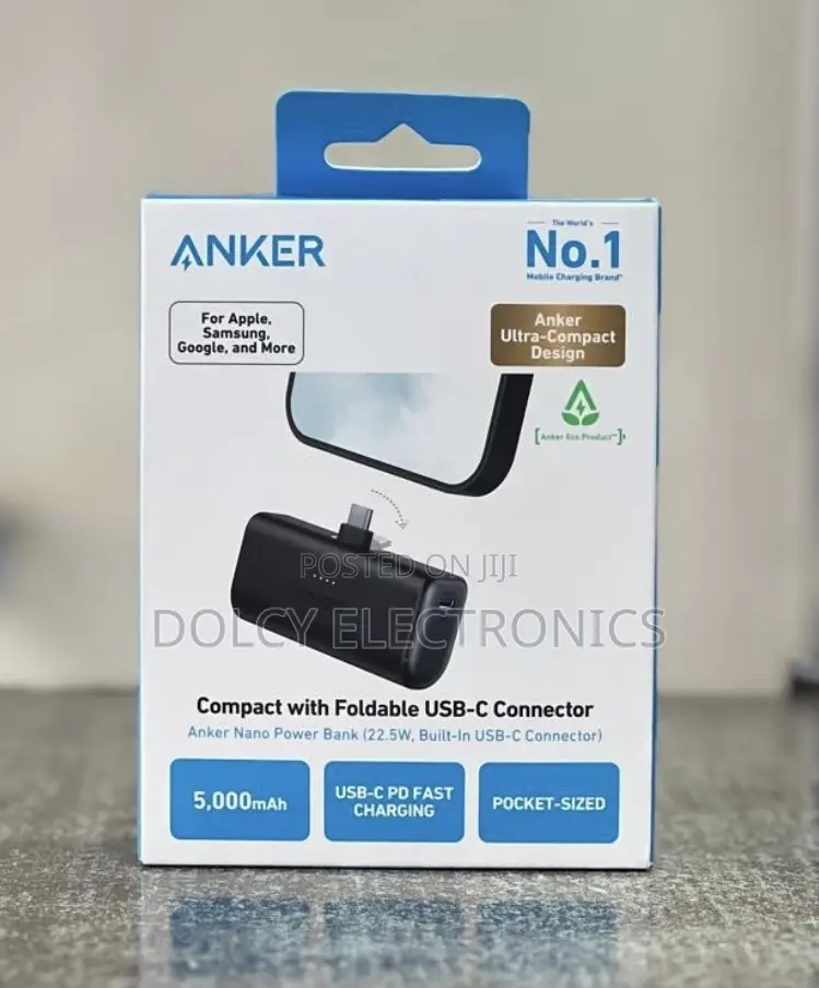Anker Nano Power Bank Usb-C Connector) 5000mah, 22.5w Black