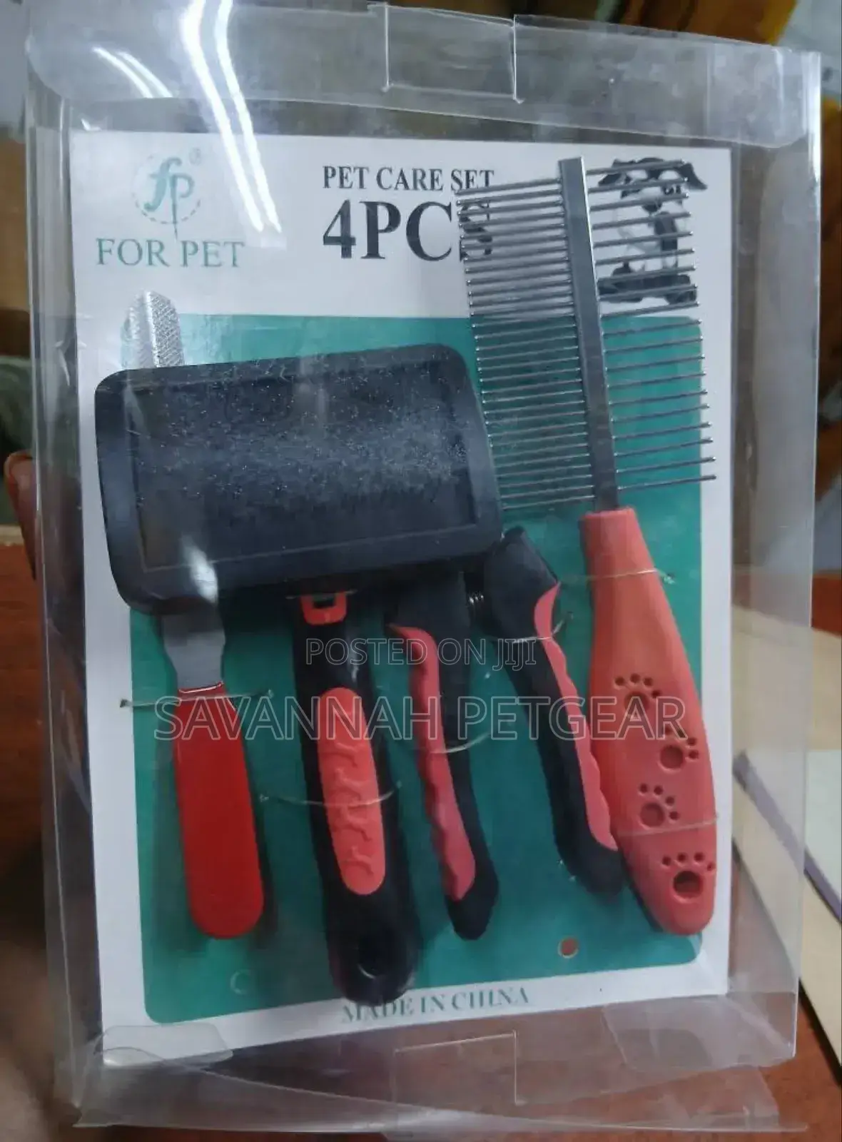 Pet Grooming Set (4 Pieces Red Pet Grooming Tools)