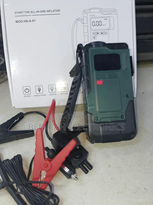 Car Jumpstart With Inflator and Torch (Three in One)