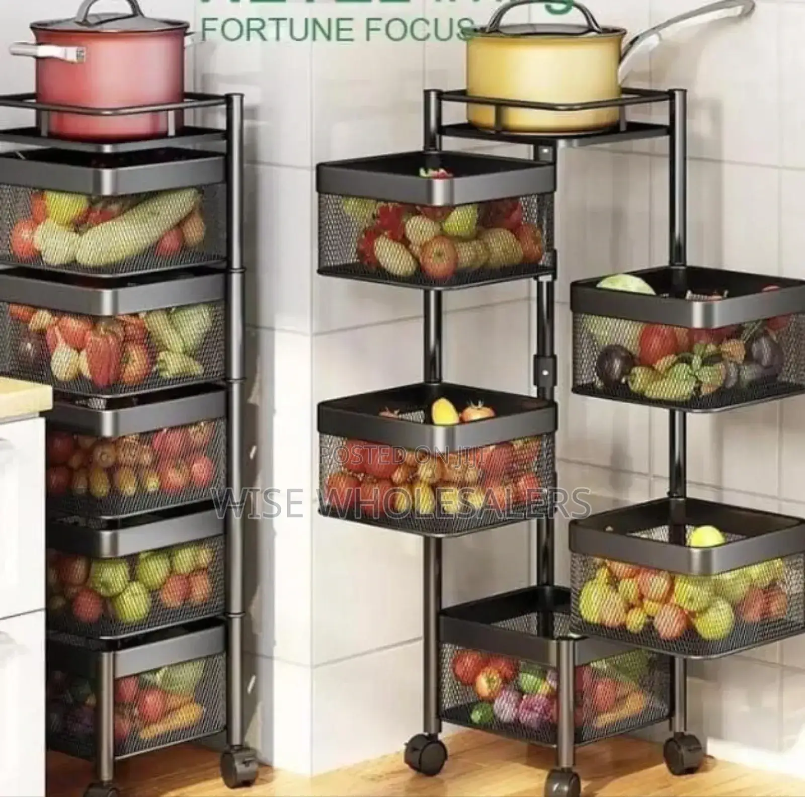 *Square Fruit Rack With Wheels(In Good Condition)*

*5 Tier