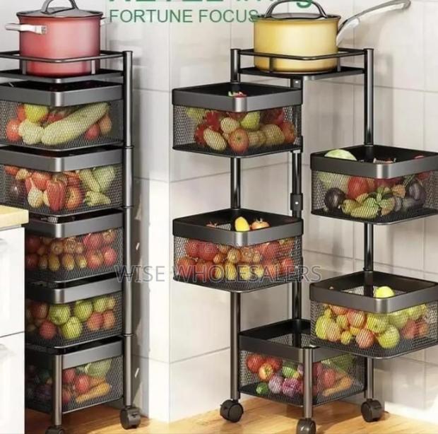 *Square Fruit Rack With Wheels(In Good Condition)*

*5 Tier